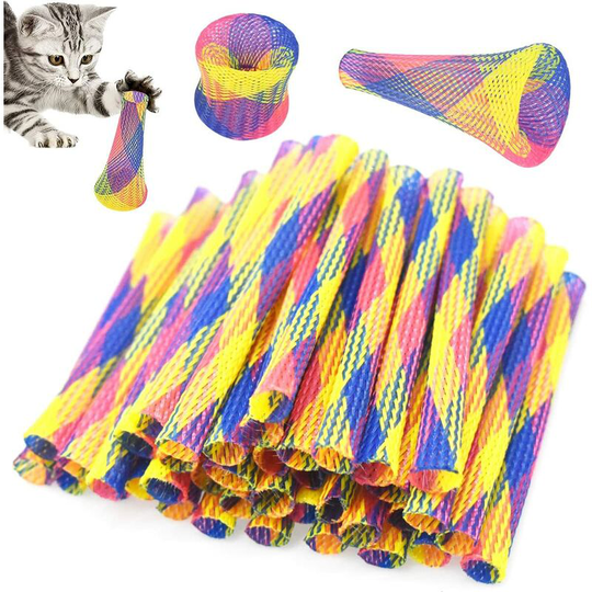 40 pcs Cat Spring Toy, Colorful Cat Toy Spring Interactive Cat Toy Durable Plastic Cat Spring Toy Cat Toys Spring Stick Random Color
