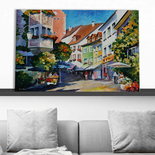 Sunny Meersburg Germany by Leonid Afremov - Wrapped Canvas Painting on Canvas