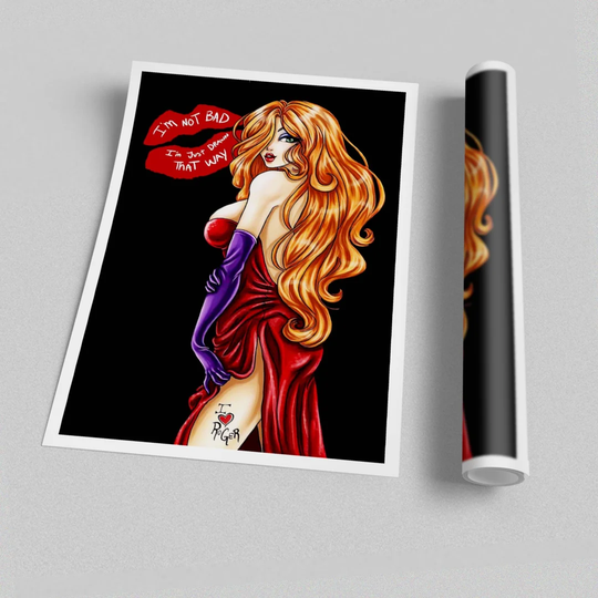 Jessica Rabbit I Love Roger - Unframed Graphic Art Print on Paper