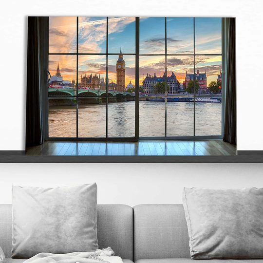 Westminster and Big Ben in London, England Window - Wrapped Canvas Photograph Print