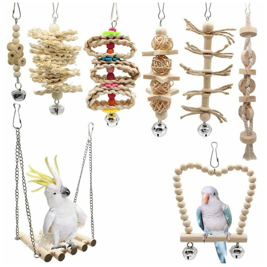 Perle Rare - Set of 8 chew toys for birds, parrot, parakeets, cockatiels, conures, parrots, macaws