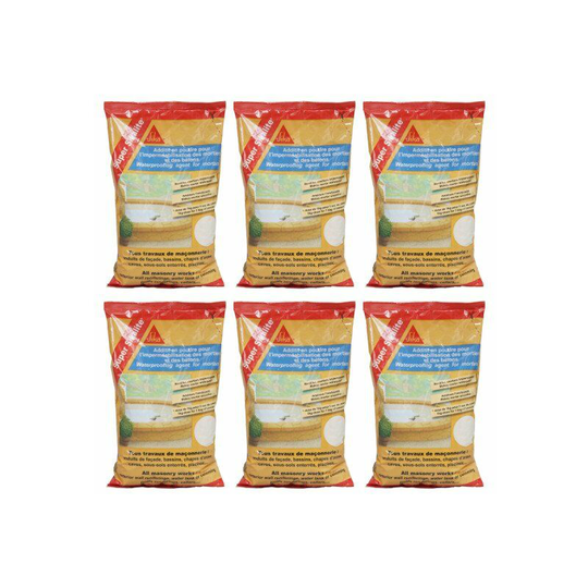Batch of 6 powder additives for waterproofing mortars and concretes Sika Super Sika lite - White - 1kg