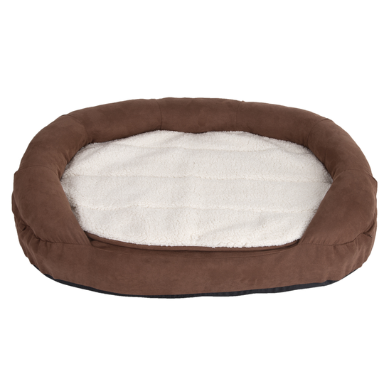 Oval Memory Foam Dog Bed - Brown - 118 x 74 x 24 cm (L x W x H)