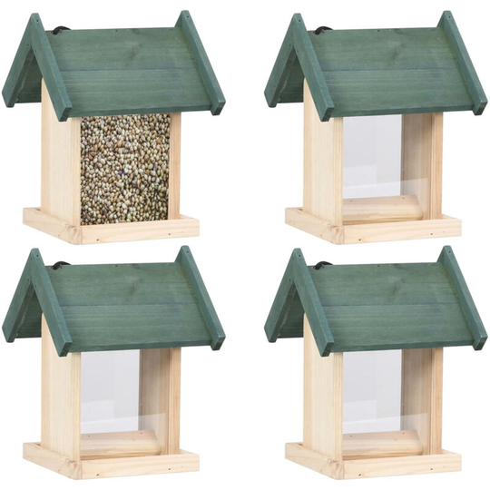 Bird Feeders 4 pcs Firwood