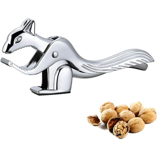 Nutcracker clip in the shape of a squirrel, nutcracker made of walnut wood