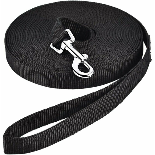 Morejieka - Long traction rope for dog dressing long nylon pulling rope for dogs without strapping cats and dogs walking for pets (10m long, black)