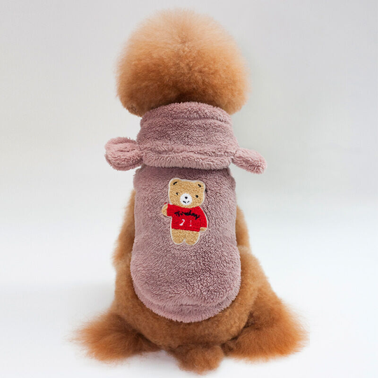 Pet clothes fall and winter teddy clothes bear ears hooded jacket pet dog undershirt m (chest 35', neck 28', back 25' suitable for weight 5 pounds'),