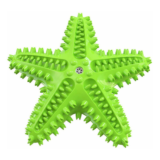 Dog Chew Toys for Aggressive Chewer Interactive Toothbrush Toy Squeaky Teeth Cleaning Dental Carenew Starfish Design Fun to Chew Chase Fetch Pet