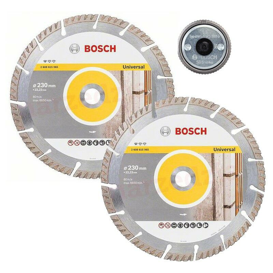 Bosch - 2 x Universal Diamond Blade 9' 230mm High Speed + Quick Change Locking Nut