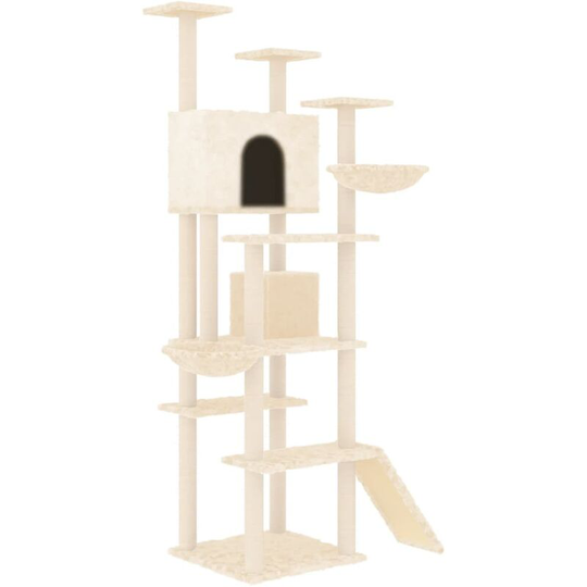 Cat Tree with Sisal Scratching Posts Cream 191 cm vidaXL - Cream