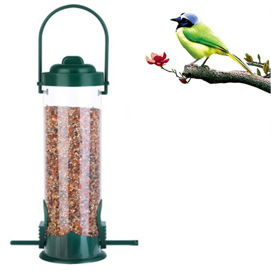 Metal Bird Feeder Tube Hanging Feeders Wild Bird Seed Feeder Aluminum Bird Feeders,Transparent with Steel Hanger Weatherproof Great for Attracting