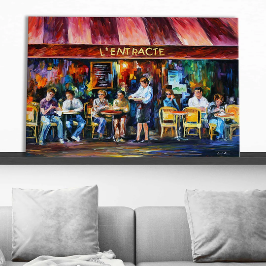Cafe in Paris III by Leonid Afremov - Wrapped Canvas Painting Print