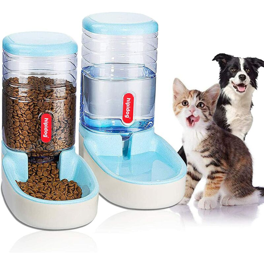Readcly - Automatic Water and Food Dispenser for Pets, Cats, Dogs, 3.8 Liters, with 1 Water Dispenser and 1 Automatic Feeding Station Style 2