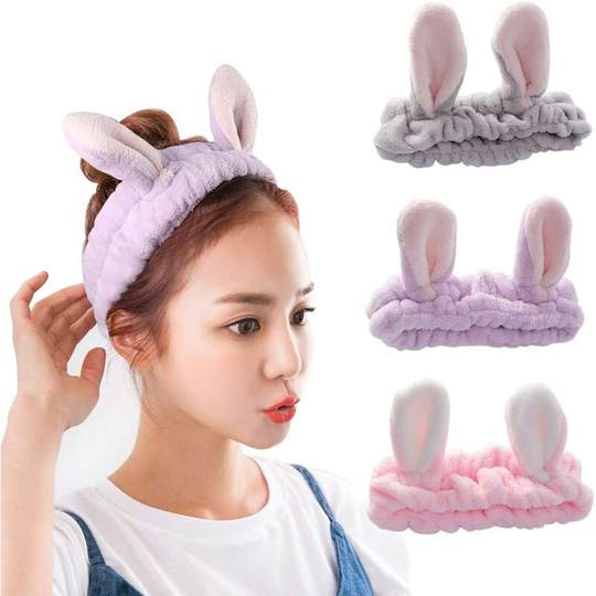 3 Pieces Makeup Hair Band Women Cute Headband Headband Rabbit Ears Hair Bands for Yoga/Sport/Makeup