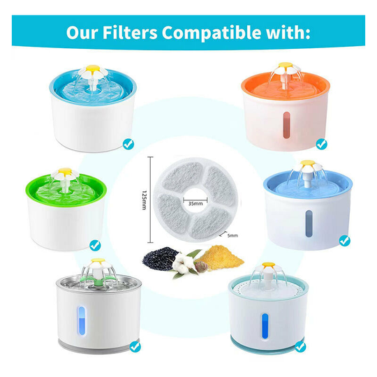 Soekavia - Cat Water Fountain Filter, 6 pcs Triple Action Fountain Filter for Cat Fountain Replacement with Ion Exchange Resin,