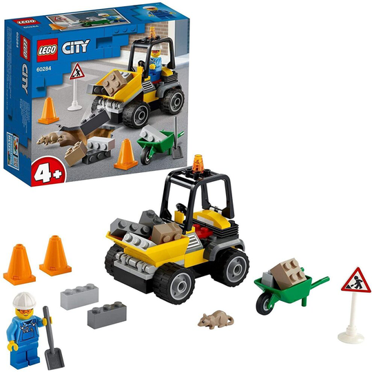 LEGO 60284 City Great Vehicles Roadwork Truck Toy, Front-End Loader for 4+ Years Old Boys and Girls, Construction Vehicle Gift Idea