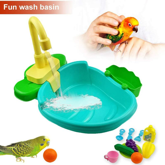 Bird Bathtub, Bathtub Sink Toys, Automatic Birds Bird Feeder with Faucet, Bird Shower Bathtub Pet Accessory Toys