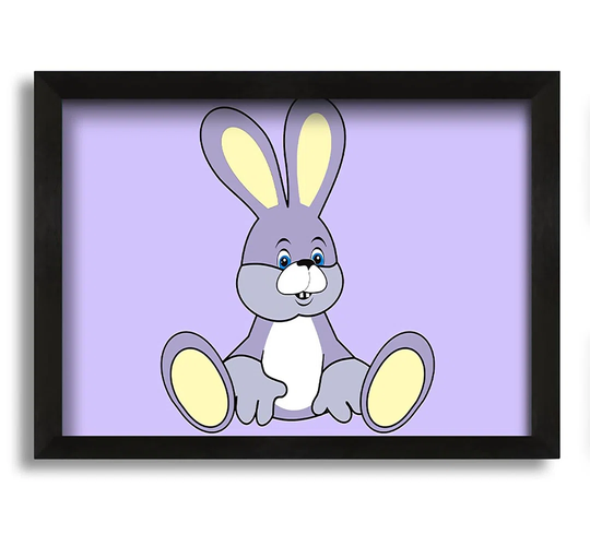 Rabbit Sitting Down Lilac - Picture Frame Graphic Art on Canvas