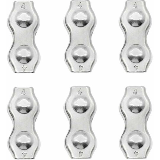 6pcs M4 Wire Rope Clips Duplex Rope Clamp 2-Post Wire Rope Clip for Clotheslines Patio Fixed Hanging Sun Sails Soekavia