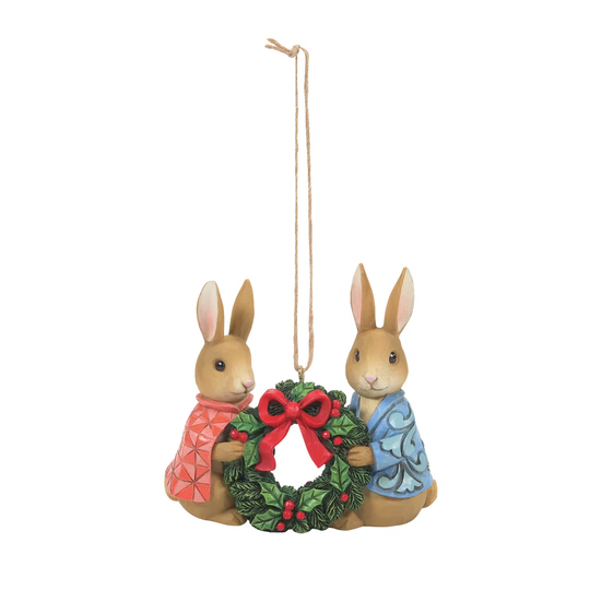 Rabbit with Flopsy Holding Wreath Hanging Figurine Ornament
