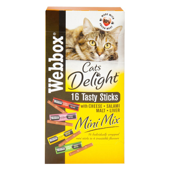 Webbox Cats Delight Mini Mix Treats Salami Cheese Liver & Malt 32g (Pack of 10)