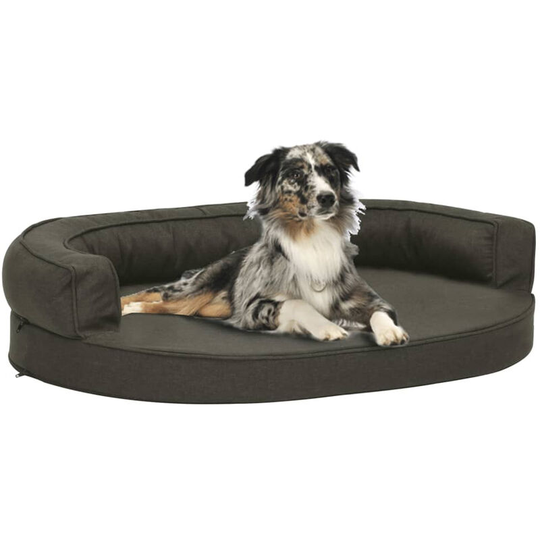 Ergonomic Dog Bed Mattress 90x64 cm Linen Look Dark Grey