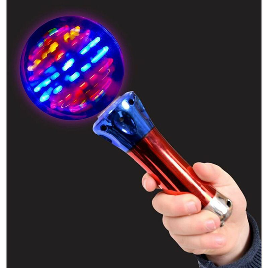 7.5 Inch Light Up Magic Ball Toy Wands for Kids, Set of 1, Flashing LED Wands for Boys and Girls, Thrilling Spinning Light Show, Batteries Included,