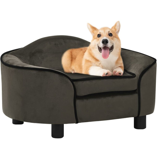 Dog Sofa Dark Grey 67x47x36 cm Plush
