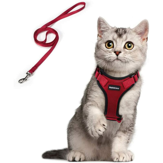 Cat harness and leash for walking, escape soft adjustable vest harness for cats, breathable jacket for easy control