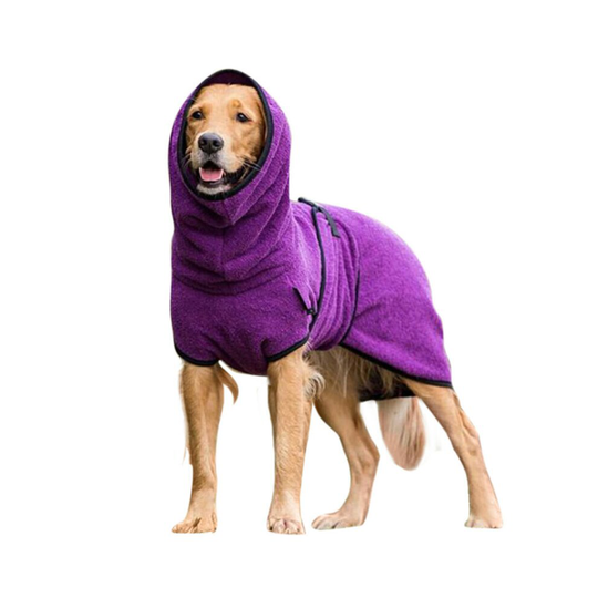 (Purple, 3XL) Pet Clothes Dog Towelling Drying Robe Soft Sleepwear Coat Puppy Warm Apparel