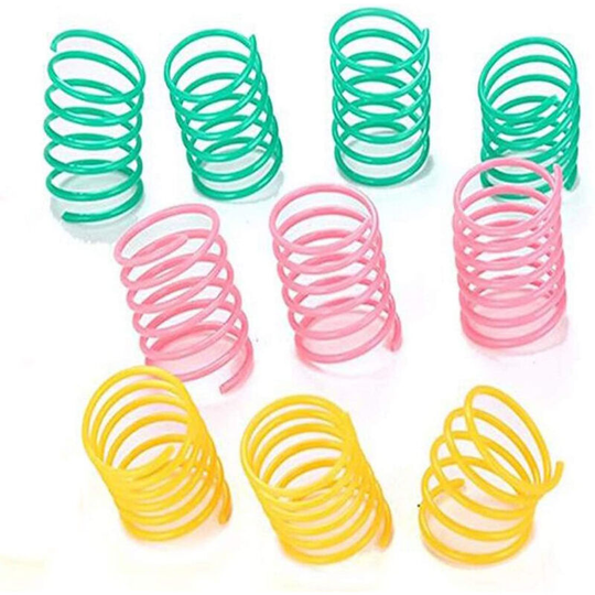 Large Plastic Colorful Spring Cat Toys for Pet Cat Kitten (Random Color) (10pcs)