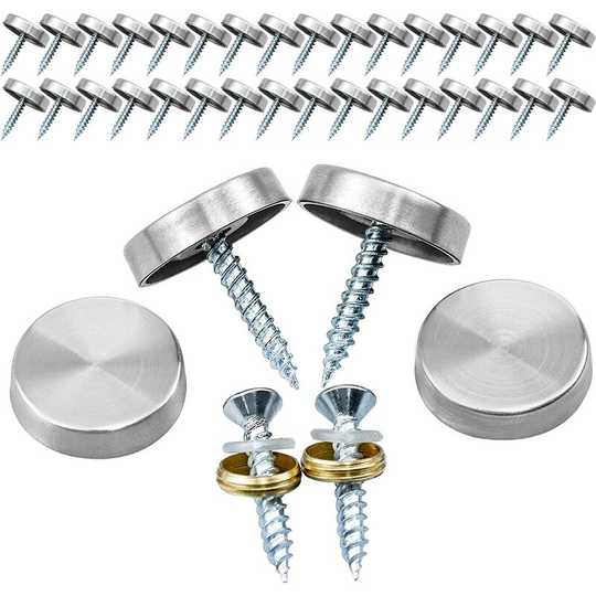 Monly - 32pcs Decorative Mirror Screws, Mirror Screws, Glass Screws, Cover Screw Cover Nails for Wall Mounting Panels