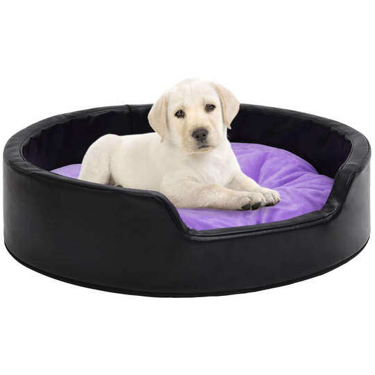 Dog Bed Black and Purple 90x79x20 cm Plush and Faux Leather