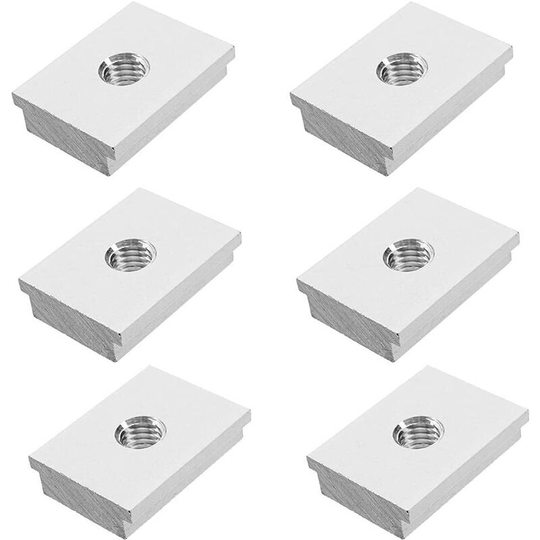 6PCS M6 T-Track Sliding Nuts, Aluminum Alloy Slotted Nut For Carpentry Tool Slotted Screw Fastener T-Slot Nut European Carbon Steel Silver(M6)