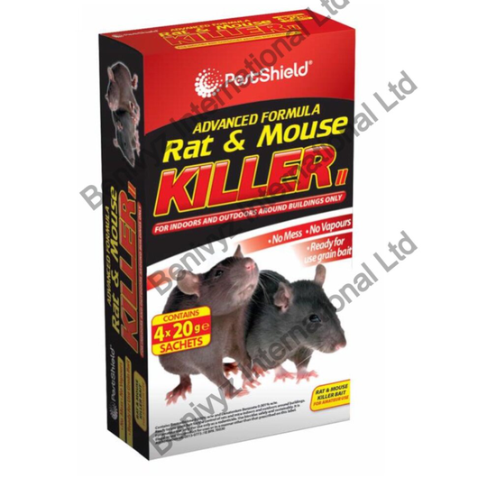 4 x 20g RAT MOUSE POISON BAIT KILLER -ADVANCED FORMULA-RODENTS CONTROL