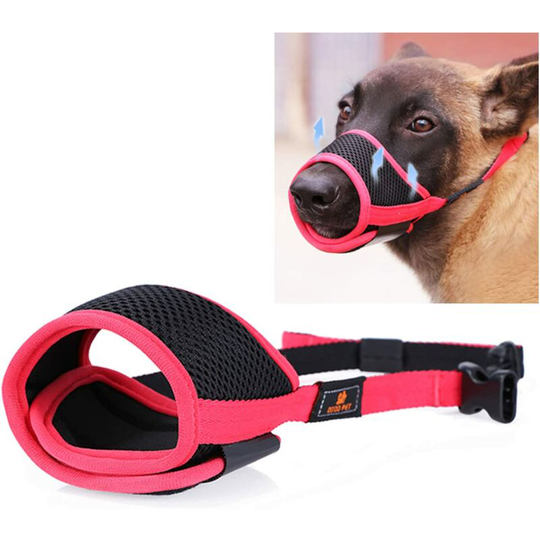 Tinor - Dog Muzzle, Muzzle, Dog Muzzle with Adjustable Buckle Soft Breathable Fabric Dog Muzzle Prevent Biting Barking and Eating for Small Medium