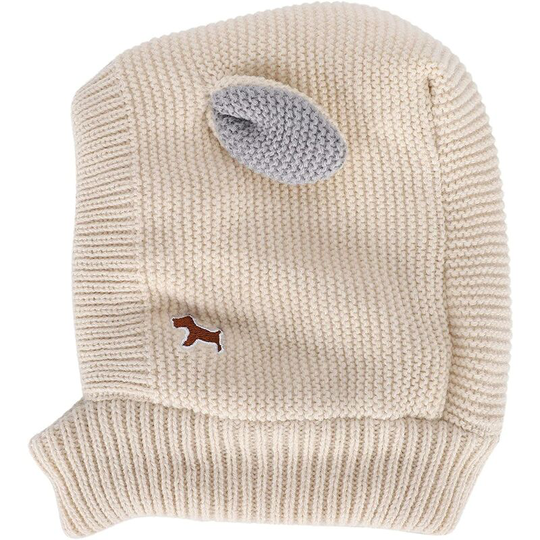 Knitted Pet Dog Hat Winter Warm Crochet Puppy Hat Cozy and Fun Pet Dog Hat with Rabbit Ears Plus Velvet (Beige)