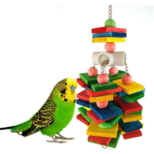 Large, medium and small parrots, colorful building blocks, gnawing toys, colorful biting, climbing ladders