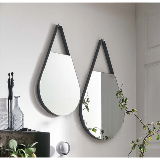 Desibor Novelty Metal Framed Rope Hanging Accent Mirror in Graphite