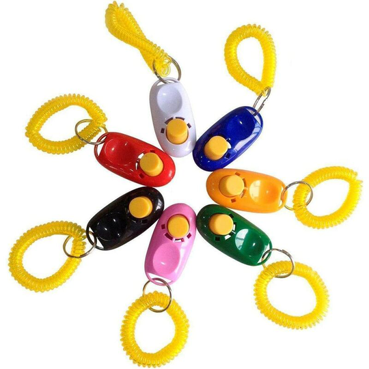 Perle Rare - 7 Dog Clickers with Wristbands, 5 Cm, Colorful And Practical, Simple And Effective Training Tools For Puppy Or Cat, Scientific And