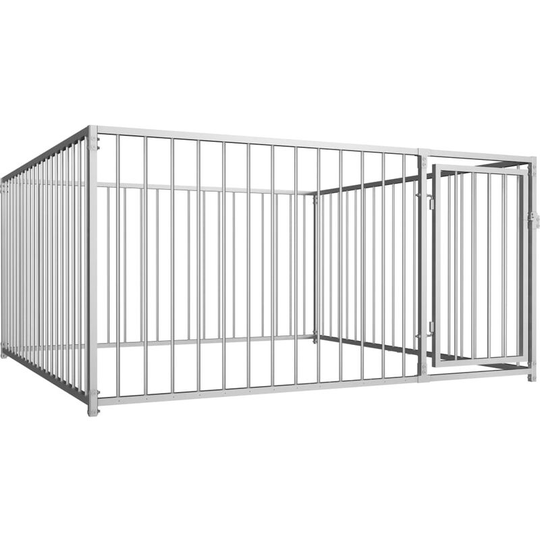 Outdoor Dog Kennel 200x200x100 cm Vidaxl Silver
