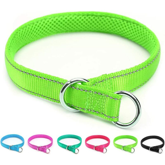 Reflective Soft Nylon Dog Choke Collar (1' w x 22' l, Green)