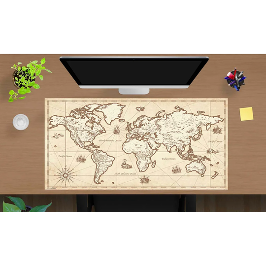 World Map Retro Desk Pad