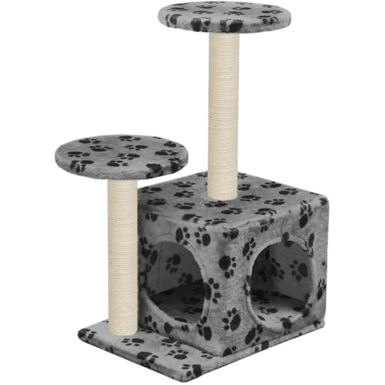 Cat Tree with Sisal Scratching Posts 60 cm Grey Paw Prints Vidaxl Grey