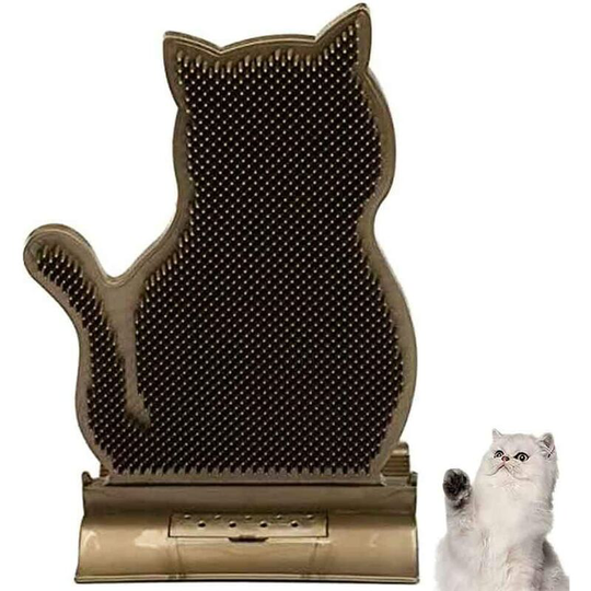 Cat Scratching Massage Toy with Catnip, Cat Wall Angle Massage Brush, Grooming Comb, for Long and Short Hair Cat (Brown)