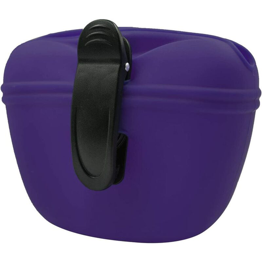 Gift - Silicone Dog Treat Bag with Clip - Portable Dog Food Container for Training - Magnetic Closure - Purple