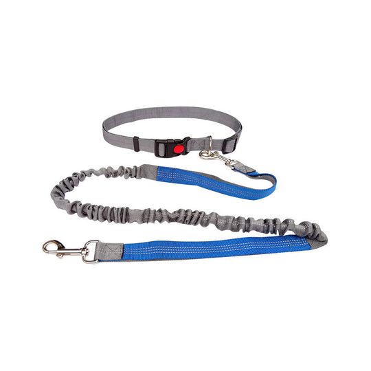 MUFF Hands Free Dog Leash Adjustable Belt for Running, Hiking, Hiking, Medium and Large Dogs (Grey Blue)