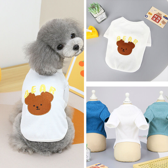 Pet clothes dog clothing for small and medium dogs dog clothing spring and summer new Pomeranian puppy supplies Apple Bear T-shirt m (chest 37', neck