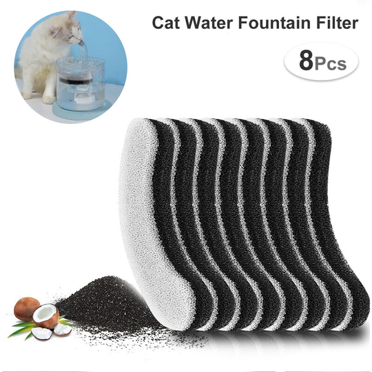 Asupermall - 8pcs Filters for 61OZ/1.8L Transparent Cat Water Fountain Filters Pet Fountain Activated Carbon Filter Replacement Filter for Cat