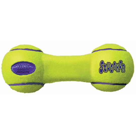 AirDog Dumbbell Dog Squeak Toy (5in) (Yellow/Blue) - Yellow/Blue - Kong